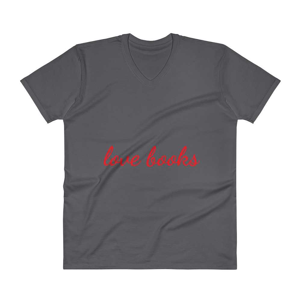 "Love Books" V-Neck Unisex T-Shirt - Image 11
