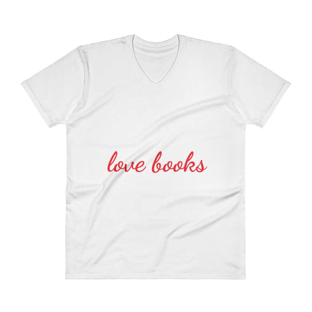 "Love Books" V-Neck Unisex T-Shirt - Image 2
