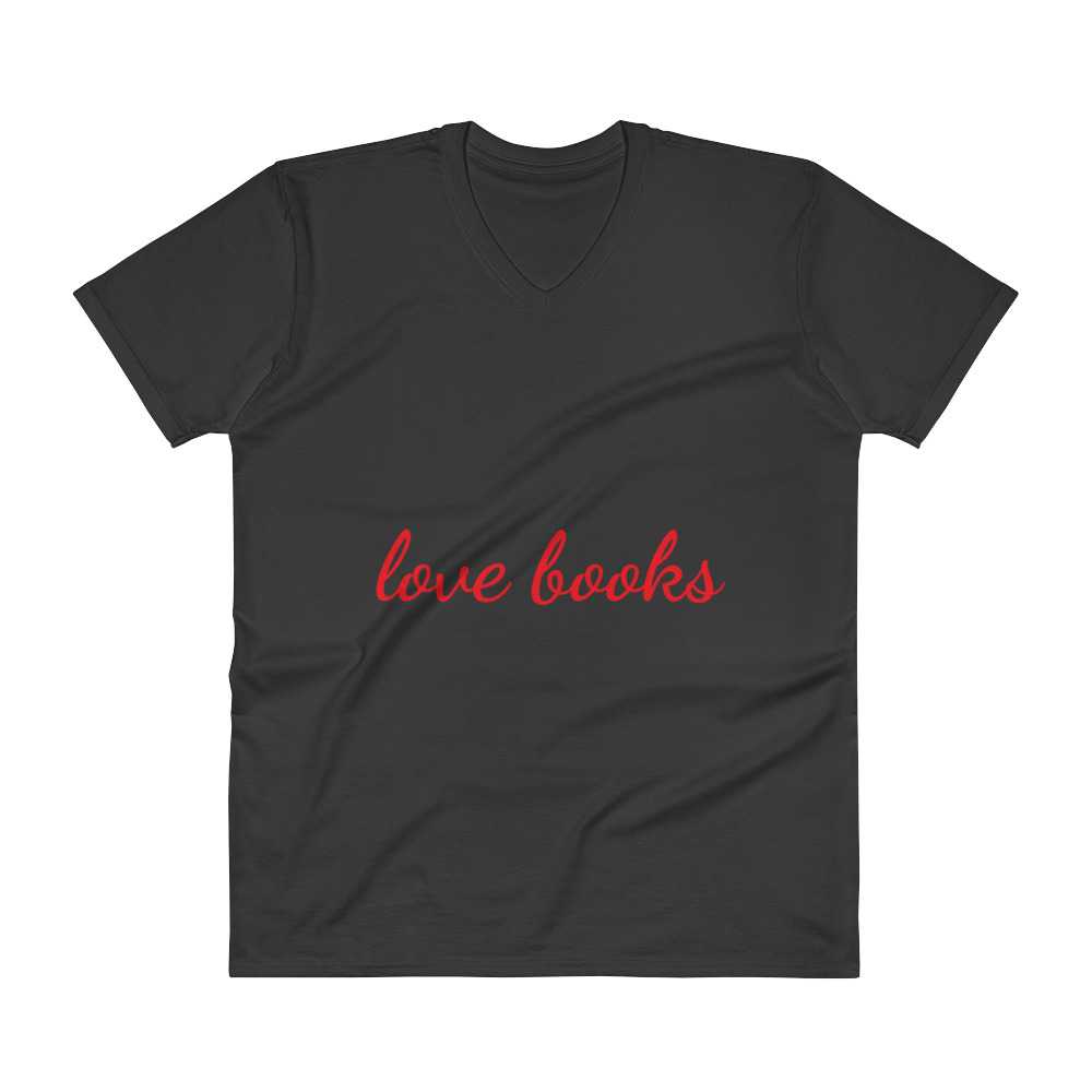 "Love Books" V-Neck Unisex T-Shirt - Image 4