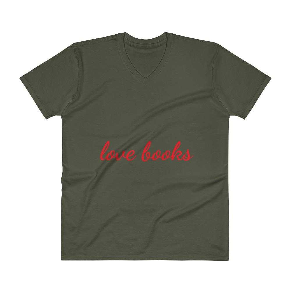 "Love Books" V-Neck Unisex T-Shirt - Image 7